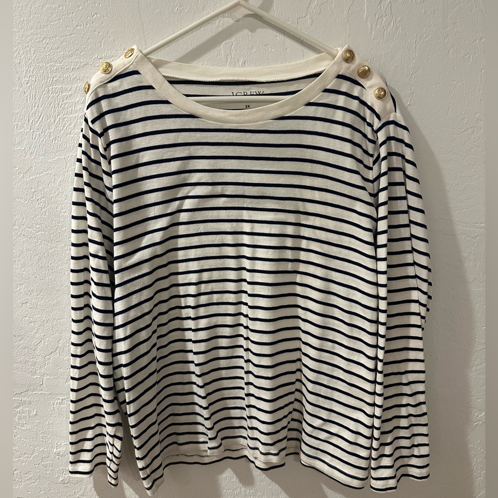 J. Crew Boat Neck Long Sleeve with Gold Buttons